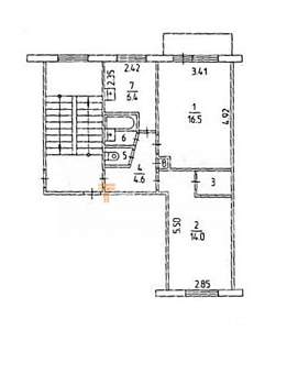 2-к квартира, вторичка, 47м2, 3/5 этаж