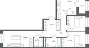 3-к квартира, вторичка, 74м2, 5/10 этаж