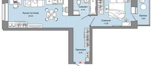 1-к квартира, вторичка, 45м2, 7/8 этаж