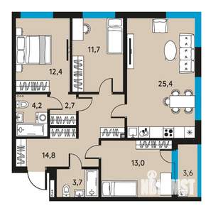 4-к квартира, вторичка, 90м2, 29/30 этаж