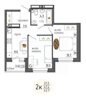2-к квартира, строящийся дом, 43м2, 25/25 этаж