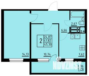 2-к квартира, вторичка, 45м2, 9/10 этаж