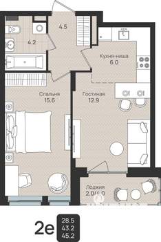 2-к квартира, вторичка, 45м2, 5/6 этаж