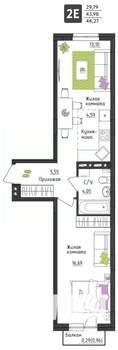 2-к квартира, вторичка, 44м2, 4/4 этаж