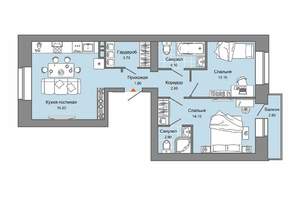 2-к квартира, вторичка, 60м2, 1/7 этаж