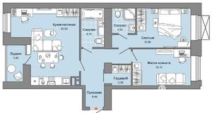 2-к квартира, вторичка, 72м2, 4/8 этаж