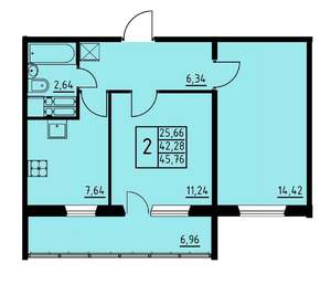 2-к квартира, вторичка, 46м2, 5/8 этаж