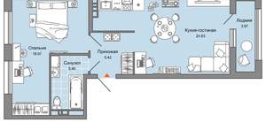1-к квартира, вторичка, 56м2, 7/15 этаж