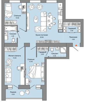 3-к квартира, вторичка, 88м2, 8/7 этаж