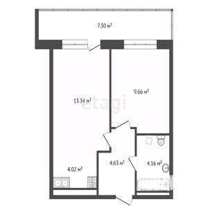 1-к квартира, вторичка, 40м2, 6/25 этаж