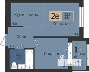 2-к квартира, вторичка, 34м2, 1/4 этаж