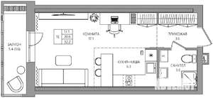 Студия квартира, вторичка, 32м2, 3/22 этаж