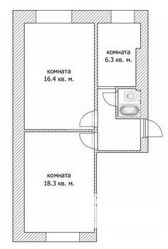 2-к квартира, вторичка, 47м2, 1/4 этаж