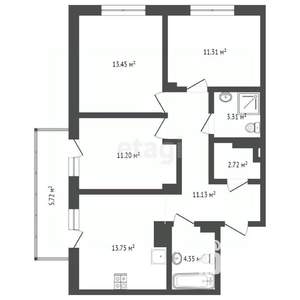 3-к квартира, сданный дом, 73м2, 11/24 этаж