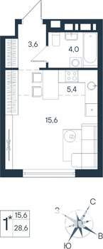 Студия квартира, строящийся дом, 29м2, 12/15 этаж