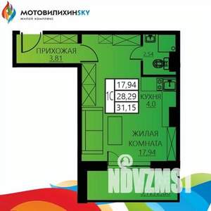 1-к квартира, вторичка, 31м2, 3/12 этаж