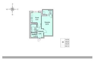 1-к квартира, вторичка, 38м2, 3/24 этаж