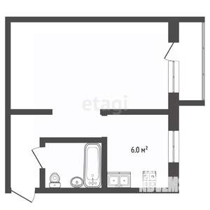 1-к квартира, вторичка, 30м2, 5/5 этаж