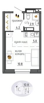 Студия квартира, вторичка, 23м2, 19/25 этаж