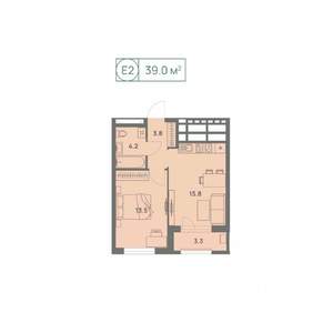 2-к квартира, вторичка, 39м2, 18/25 этаж