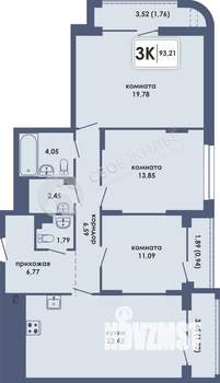 3-к квартира, строящийся дом, 84м2, 7/10 этаж