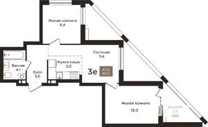 3-к квартира, вторичка, 51м2, 6/9 этаж