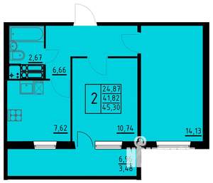 2-к квартира, вторичка, 45м2, 10/10 этаж