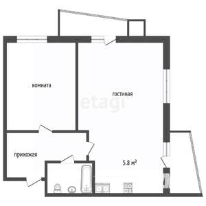 1-к квартира, вторичка, 50м2, 3/9 этаж
