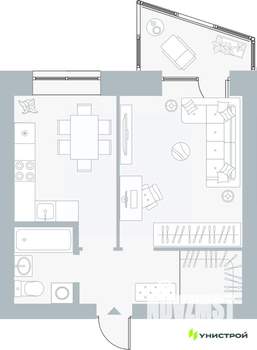 1-к квартира, вторичка, 40м2, 2/5 этаж