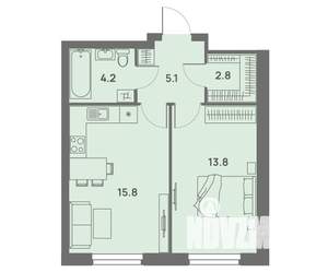 2-к квартира, вторичка, 42м2, 17/25 этаж
