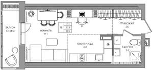 Студия квартира, вторичка, 32м2, 6/22 этаж