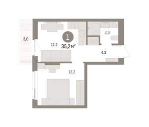 1-к квартира, вторичка, 35м2, 2/9 этаж