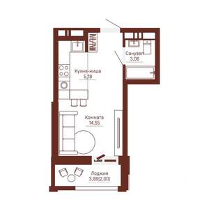 Студия квартира, вторичка, 25м2, 8/24 этаж