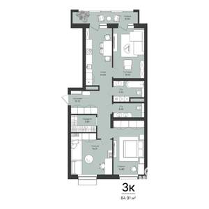 3-к квартира, строящийся дом, 85м2, 14/16 этаж
