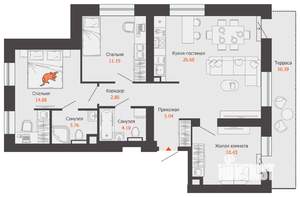 3-к квартира, вторичка, 82м2, 8/8 этаж