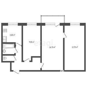 2-к квартира, вторичка, 55м2, 2/5 этаж