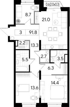 Студия квартира, вторичка, 92м2, 2/8 этаж