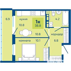 1-к квартира, вторичка, 39м2, 9/9 этаж