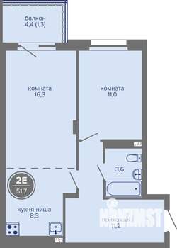 2-к квартира, вторичка, 52м2, 17/26 этаж