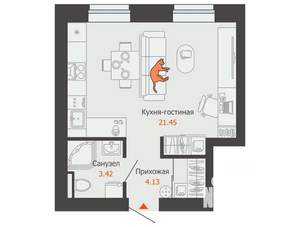Студия квартира, вторичка, 29м2, 4/12 этаж