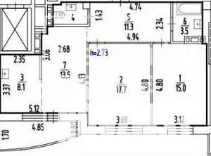3-к квартира, вторичка, 72м2, 4/25 этаж