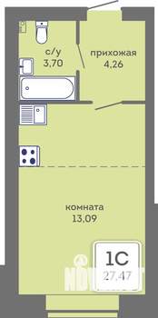 Студия квартира, вторичка, 27м2, 1/7 этаж