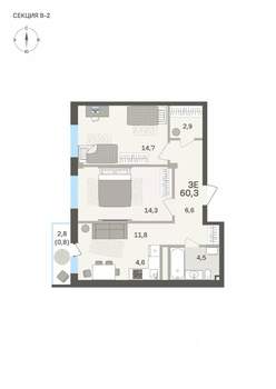 3-к квартира, вторичка, 60м2, 4/6 этаж