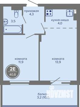 2-к квартира, вторичка, 41м2, 3/26 этаж