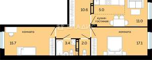 2-к квартира, вторичка, 65м2, 6/12 этаж