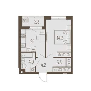 1-к квартира, вторичка, 36м2, 2/16 этаж