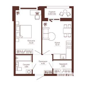 1-к квартира, вторичка, 38м2, 10/10 этаж