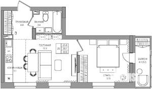 2-к квартира, вторичка, 40м2, 3/22 этаж