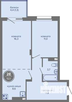 2-к квартира, вторичка, 52м2, 6/26 этаж