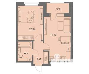 2-к квартира, вторичка, 39м2, 7/25 этаж